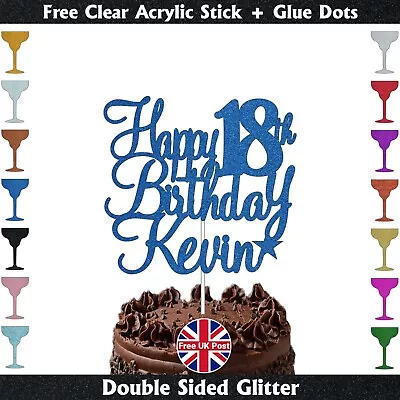 Personalised Cake Topper Happy Birthday Any Age Any Name 40th 50th 60th 70th • £0.99