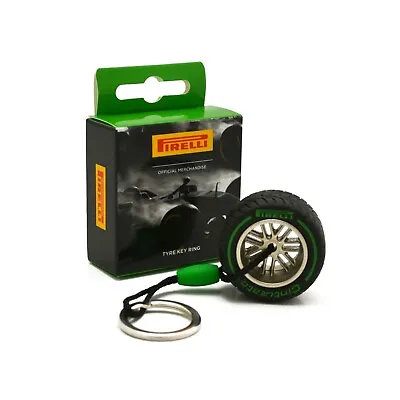 Pirelli Motorsport F1 Official Rubber Inter Tyre Green Keyring KeyChain With Box • £13.95