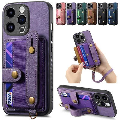 For IPhone 15 14 13 12 11 Pro XS Max XR 8 Leather Wallet Card Buckle Case Cover • $12.79