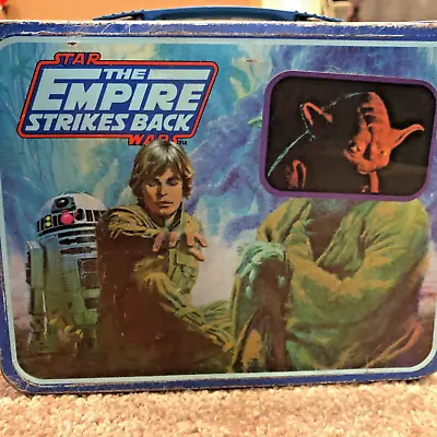 VINTAGE 1980s EMPIRE STRIKES BACK METAL LUNCHBOX YODA THERMOS NICE • $139.99