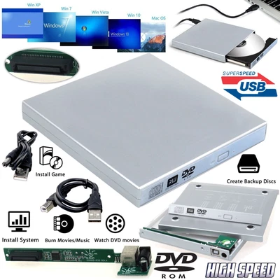 £6.45 • Buy 2.0usb To Ide Laptop Cd Dvd Rom External Drive Caddy Case Enclosure Silver Cover