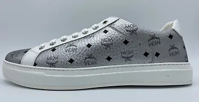 MCM Silver Leather Sneakers Size US 9 EU 42 Made In Italy • $224.25