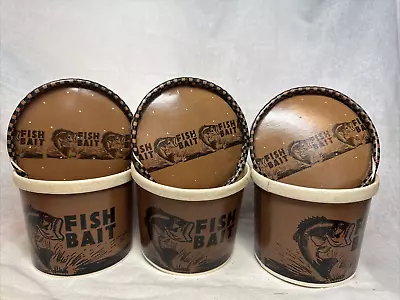 Vtg 16 Oz Cardboard Fish Live Worm Container W/cardboard Lid. USA (LOT Of 3) • $21