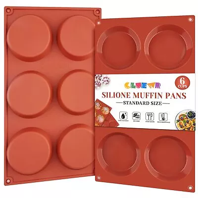 Silicone Muffin Top Pans 6 Cavity Non-Stick Egg Molds Round Baking Molds For... • $18.76