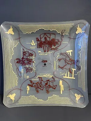 Vintage 1950s Glass Ceiling Light Shade Western Cowboy Rodeo • $139.99
