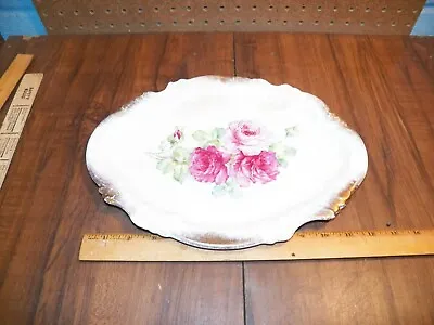 Vintage LaBELLE CHINA / WHELLING POTTERY Porcelain Oval Platter Rose Design  • $14.24