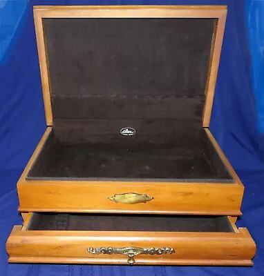 Pacific Silver Cloth Wooden Flatware Silverware Storage Chest Case Box W Drawer • $74.99