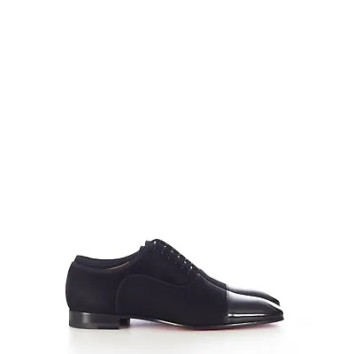 CHRISTIAN LOUBOUTIN 895$ GREGGO Oxford Shoes - Black Leather & Jersey • $625