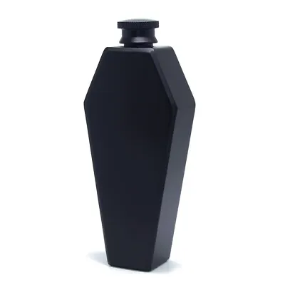 BLACK Mini Coffin Shape Hip Flask 100ml 3.5oz Steel Portable Goth Vampire Emo • £18.99