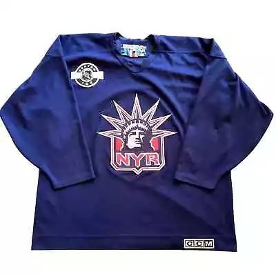 New York Rangers 2000s CCM Practice Jersey Navy Lady Liberty XL NHL Vintage • $39.99
