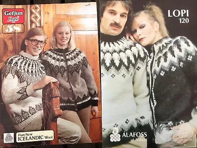 2 Lopi Icelandic Wool Knitting Patterns Fair Isle Sweaters & Cardigans 120 & 58 • £3