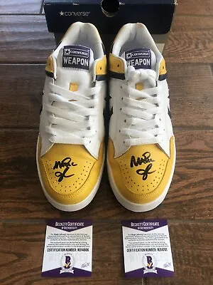 Lakers Magic Johnson Signed Converse Weapon Ox Shoes Gold White Purple Beckett • $2231.13