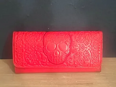 $35.99 • Buy Loungefly Tri-fold Wallet Sugar Skulls Dia De Los Muertos Day Of The Dead RED