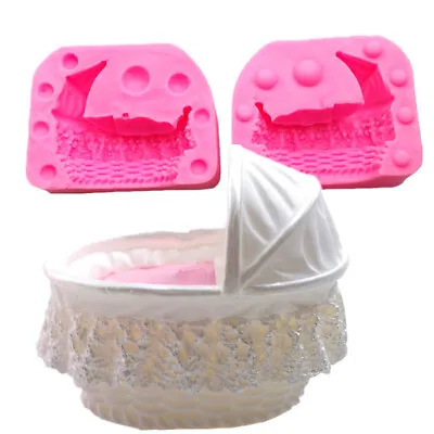 3D Bed Fondant Mould Cake Sugarcraft Baking Topper Mold Baby Shower Silicone DIY • £2.99