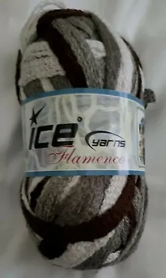 ICE Yarns FLAMENCO 100g Skein Ruffle Yarn * Made In Turkey * Brown Grey White • $6.50