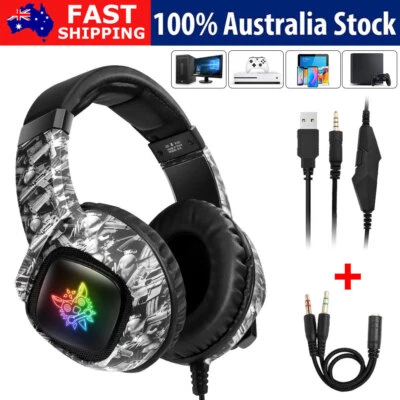 $28.45 • Buy Gaming Headset USB Wired LED Headphones Stereo Mic For PC Laptop & PS4 PS VITA