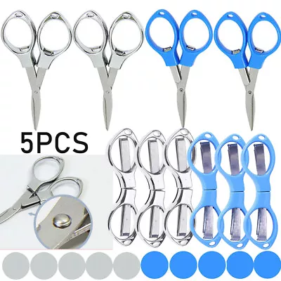 Folding Camping Stainless Steel Scissors Keychain Fishing Scissor Mini Cutter 5x • $10.56