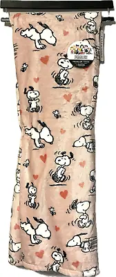 NWT Pink SNOOPY LOVE & Woodstock & Hearts XL Throw Blanket 60x70 Inch • $45.95