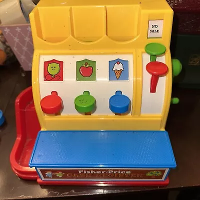 Vintage Fisher Price Cash Register W/Working Bell & Buttons & 6 Coins • $24.99