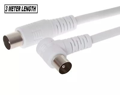 £3.49 • Buy Right Angle Angled RF TV Aerial Lead Cable Male To Coax Coaxial White 1.5M / 3M