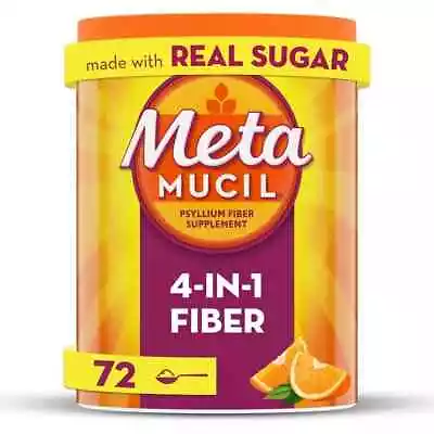 Metamucil Daily Psyllium Husk Fiber Powder For Digestive Health' Orange 72 Ct • $15.49