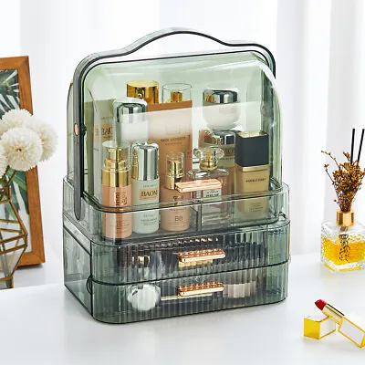 XL Large Cosmetic Skincare Organiser Tabletop Make-Up Storage Case 2 Drawers Box • £18.95