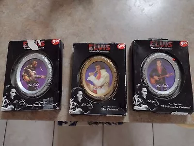 Lot Of 3 Vintage Elvis Presley Musical Ornaments In Box Santa's Best(gold Frame) • $27.99