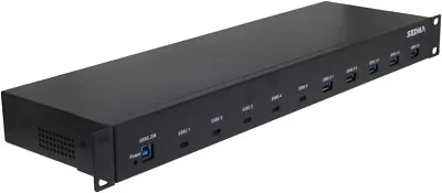 SEDNA - 19 Inch 1U Rack Mount 10 Port USB 3.2 Gen 2 Hub (10Gbps) -5V 10A Adapter • $229