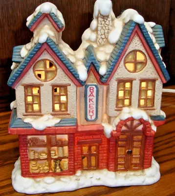 Vtg '90's Christmas Village 7  Bakery Shop Lighted (long Cord) Holiday Decor S19 • $13.49