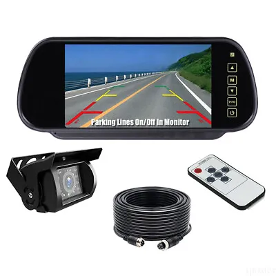7  Mirror Monitor Touch Button 4PIN IR Rear View Camera 12-24v Caravan Motorhome • $59.99