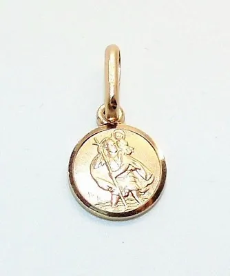 9ct Hallmarked Yellow Gold 8mm Saint Christopher Pendant (0.8 Grams) • £47.69