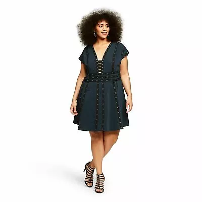 NWT Zac Posen For Target Snap Detail Short Sleeve V-Neck Shift Dress 20W 22W • $79.99