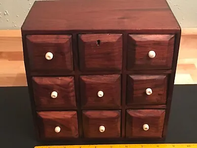 Very Old  Primitive  Wooden Spice Box Cabinet W/ 9 Drawers  -  Homemade  - As Is • $39.95