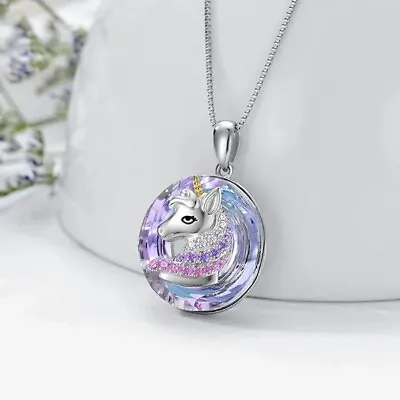 Rainbow Mystical Fire Topaz 925 Sterling Silver Charms Unicorn Pendant Necklace • $19.74