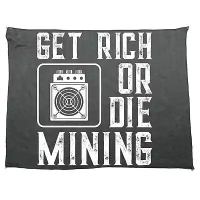 Get Rich Or Die Mining Microfiber Asic Bitcoin Miner Microfiber Gym Sports Towel • $9.95