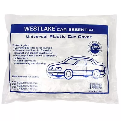 Clear Plastic Temporary Universal  Disposable Car Cover Rain Dust Garage Cover • $12.99