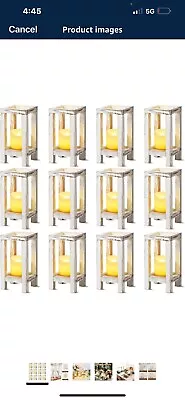 Wedding Mini Wooden Candle Lantern Set Mini Decorative 12 Vintage White • $30