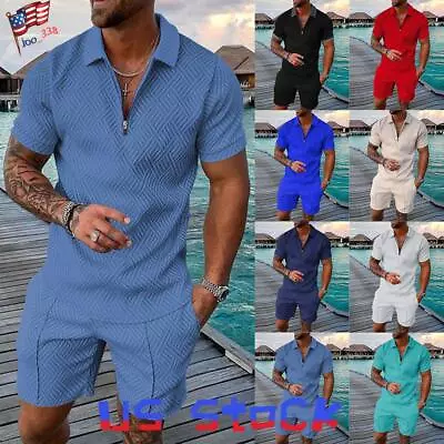 Summer Mens Outfit Tracksuit Set Short Sleeve Casual Shirts And Shorts T Shirt • $31.06