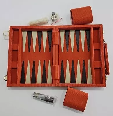 Vintage Orange Corduroy Backgammon Board Traveling Case.  • $20
