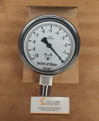 $79.99 • Buy New WIKA 4  SS Vacuum Gauge 4297602 10 In H2O 1/2  NPT Swiss Made (GA101)