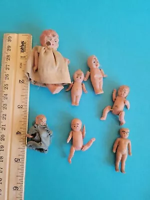 VTG Scary Dollhouse Doll Lot Celluloid Plastic Babies Baby Figures Miniature  • $15.99