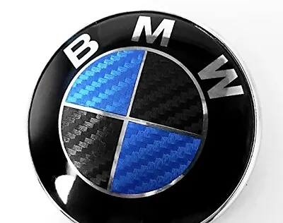 BLACK & BLUE Carbon Fiber Sticker BMW Emblem Vinyl Overlay Decal Roundel Badge • $9.95