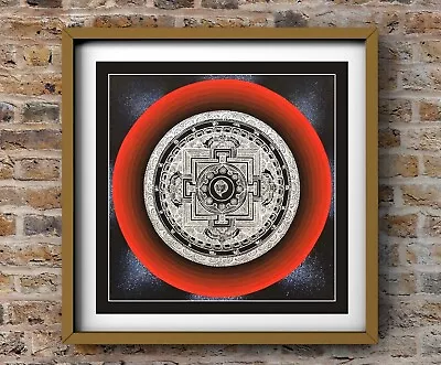 Red Rainbow Silver Mandala Thangka Wall Art For Yoga Decoration & Meditation • £82.77