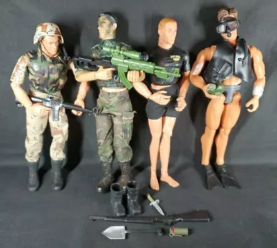 GI Joe Style Military 12  Action Figure Lot Of 4 Dolls Navy Marine Army Diver  • $19.99
