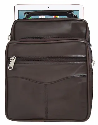Mens Leather Cross Body Messenger Shoulder Bag Small Handbag Tablet Kit Cell New • $31.99