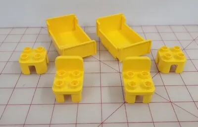 Lot Of 6 Pc Lego Duplo Yellow Bed & Chair & Stool Bedroom Furniture • $12.99