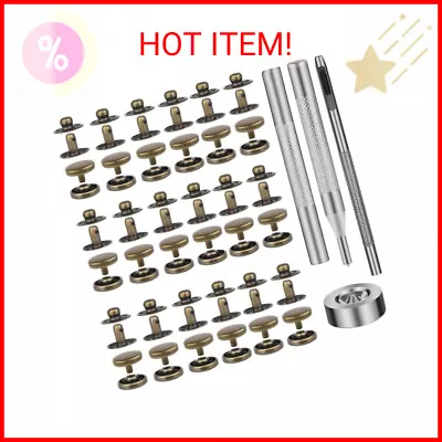 50 Sets Leather Snap Fasteners Kit 10mm Bronze Metal Snap Buttons Kit Stainless  • $13.99