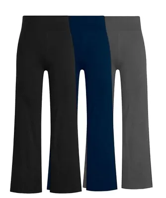 EX- M&S WIDE TROUSER- Jersey Elasticated Waist Wide Leg Trouser Ladies Pants 496 • £15.99