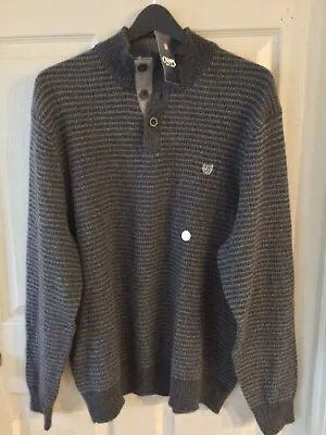 NWT Chaps Ralph Lauren Gray  Henley Sweater With Elbow Patches XL GIFT QUALITY • $23.20