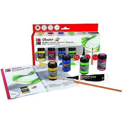 Marabu GLASART Paint Box Set. Transparent Artists Glass Paint For Art & Craft  • £29.99